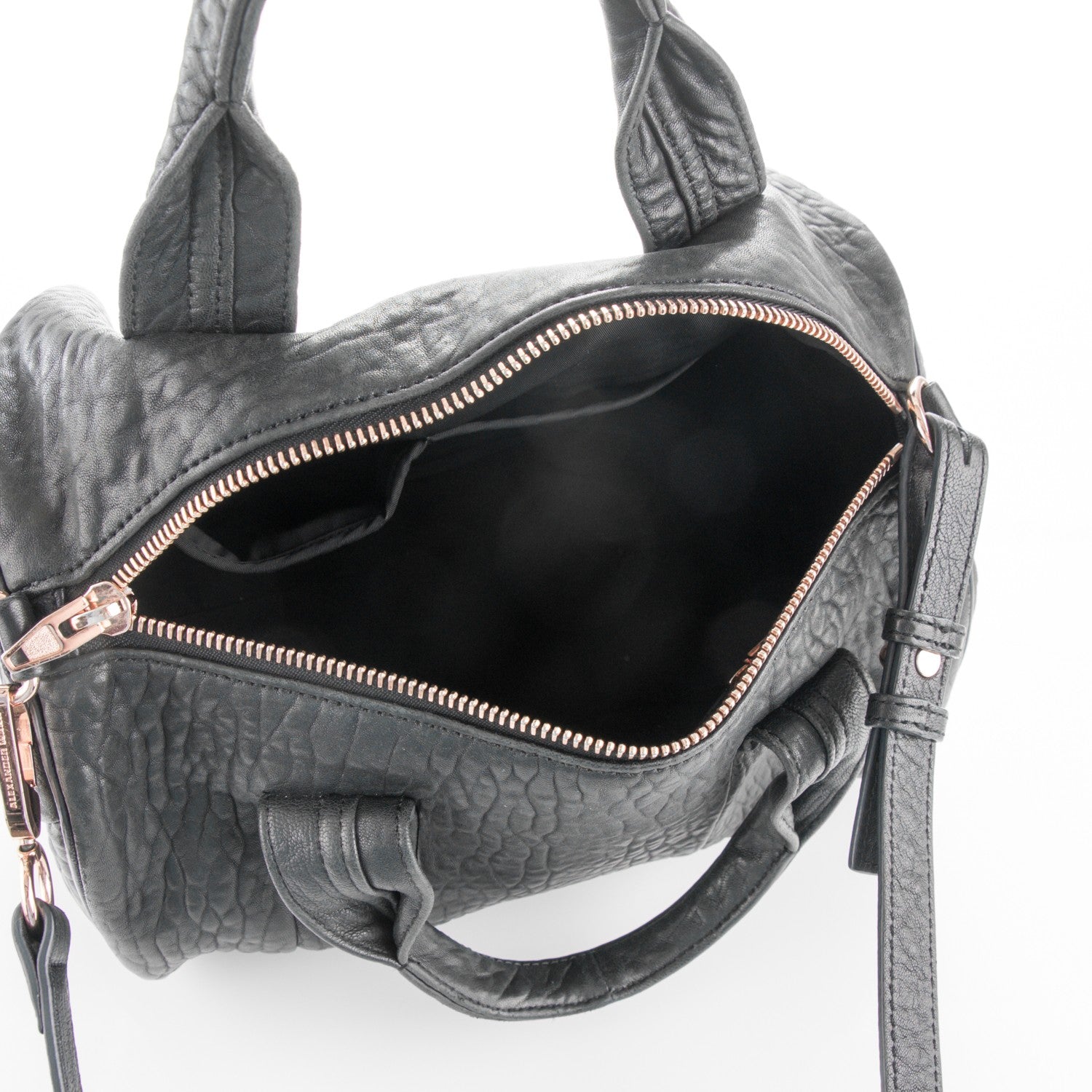 Alexander Wang Pebbled Lambskin Rocco Black Rose Gold Hardware 6 of 9