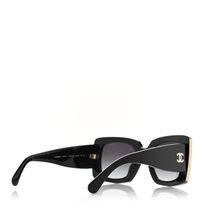 Chanel Acetate Rectangle Sunglasses 5435 Black 4 of 7