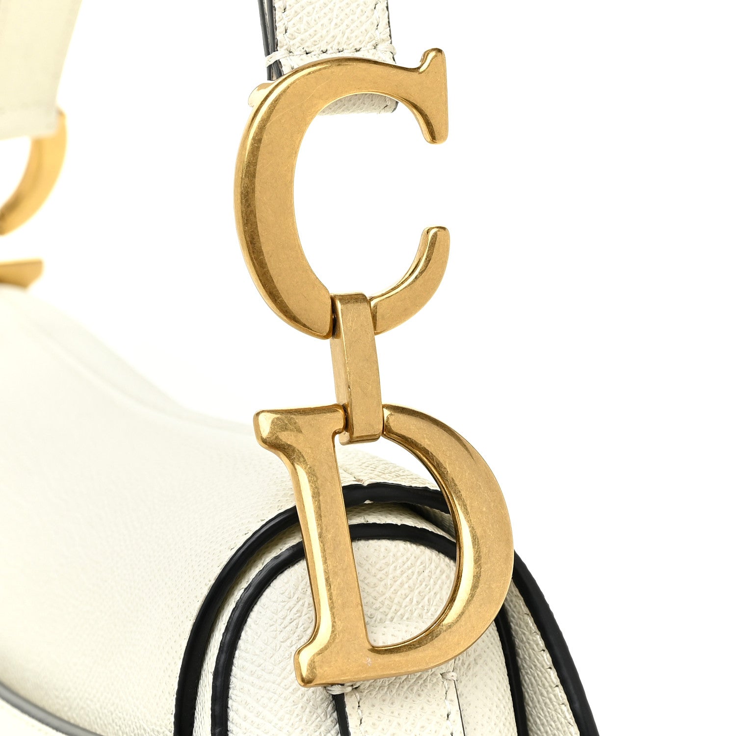 Christian Dior Grained Calfskin Saddle Bag White 10 of 13