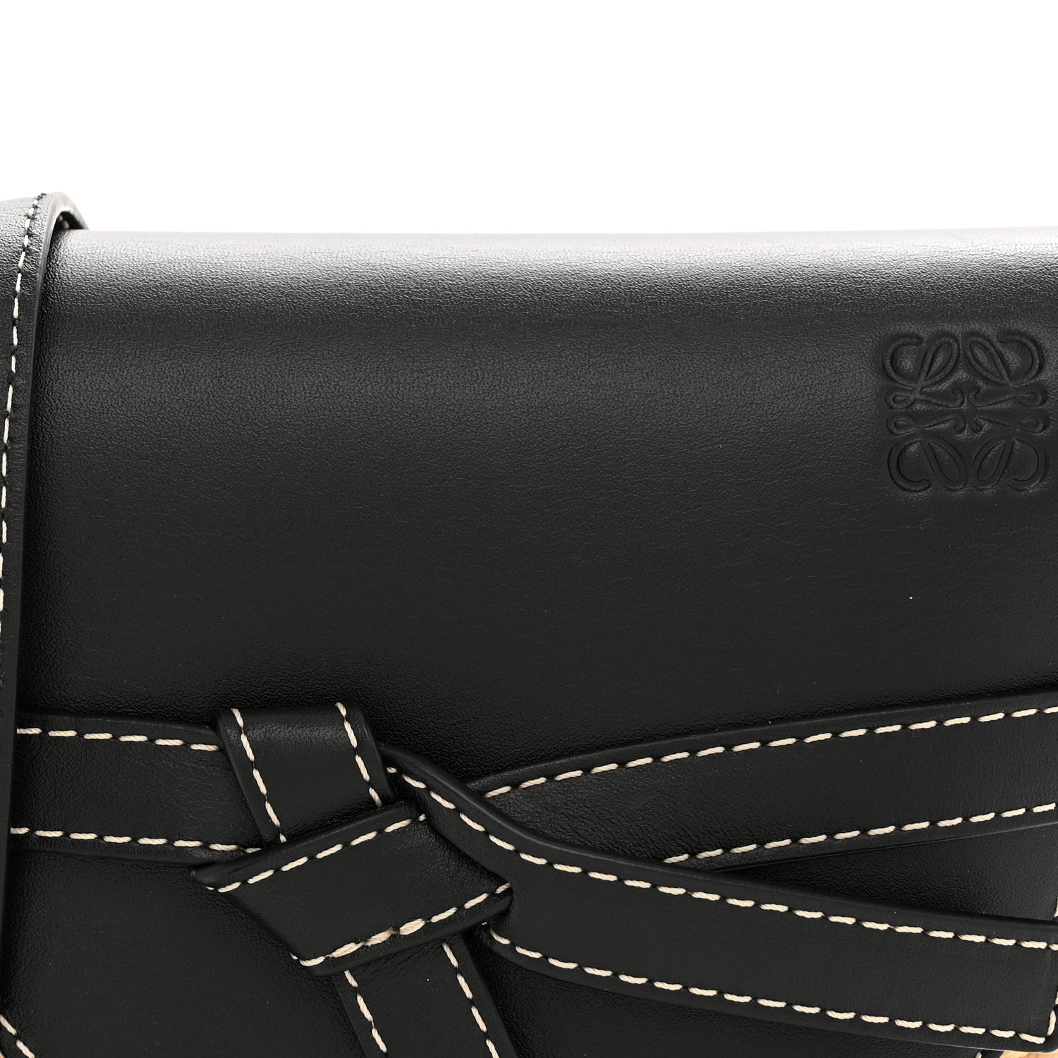 Loewe Calfskin Raffia Mini Gate Crossbody Bag Natural Black 8 of 11
