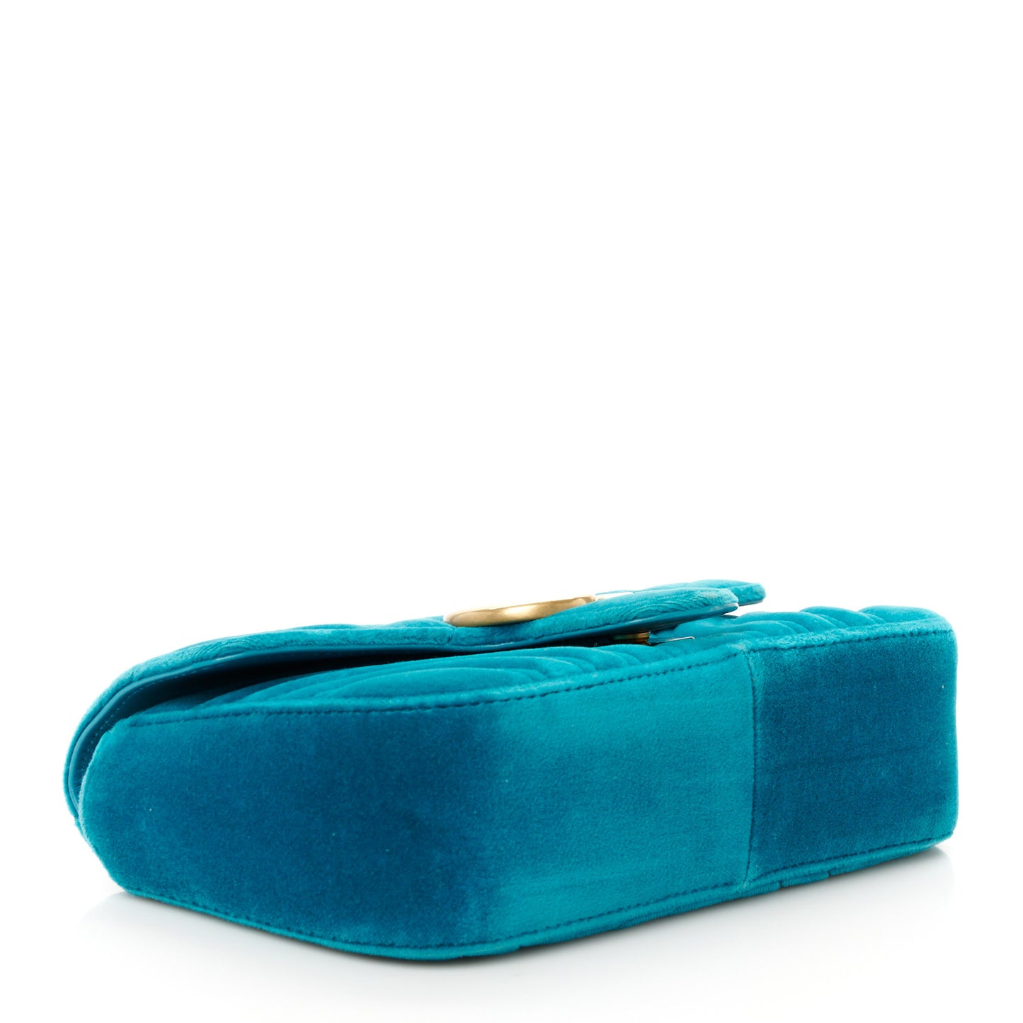 Velvet Matelasse Mini GG Marmont Shoulder Bag Pavone Cyan