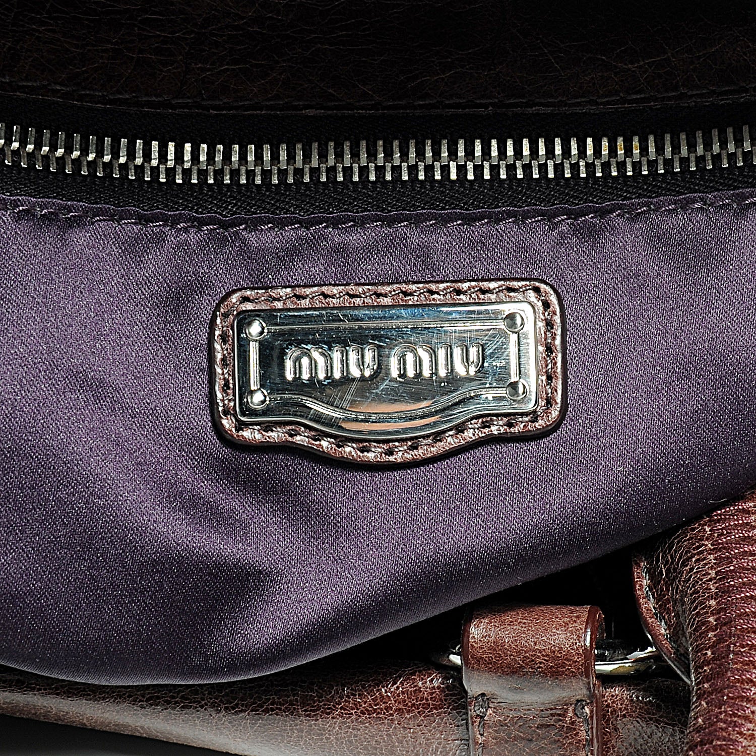 Miu Miu Leather Vitello Lux Bow Bag Brown 6 of 8