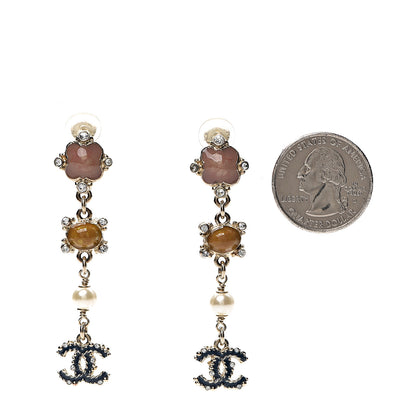 Chanel Crystal Enamel CC Drop Earrings Gold Multicolor 2 of 5