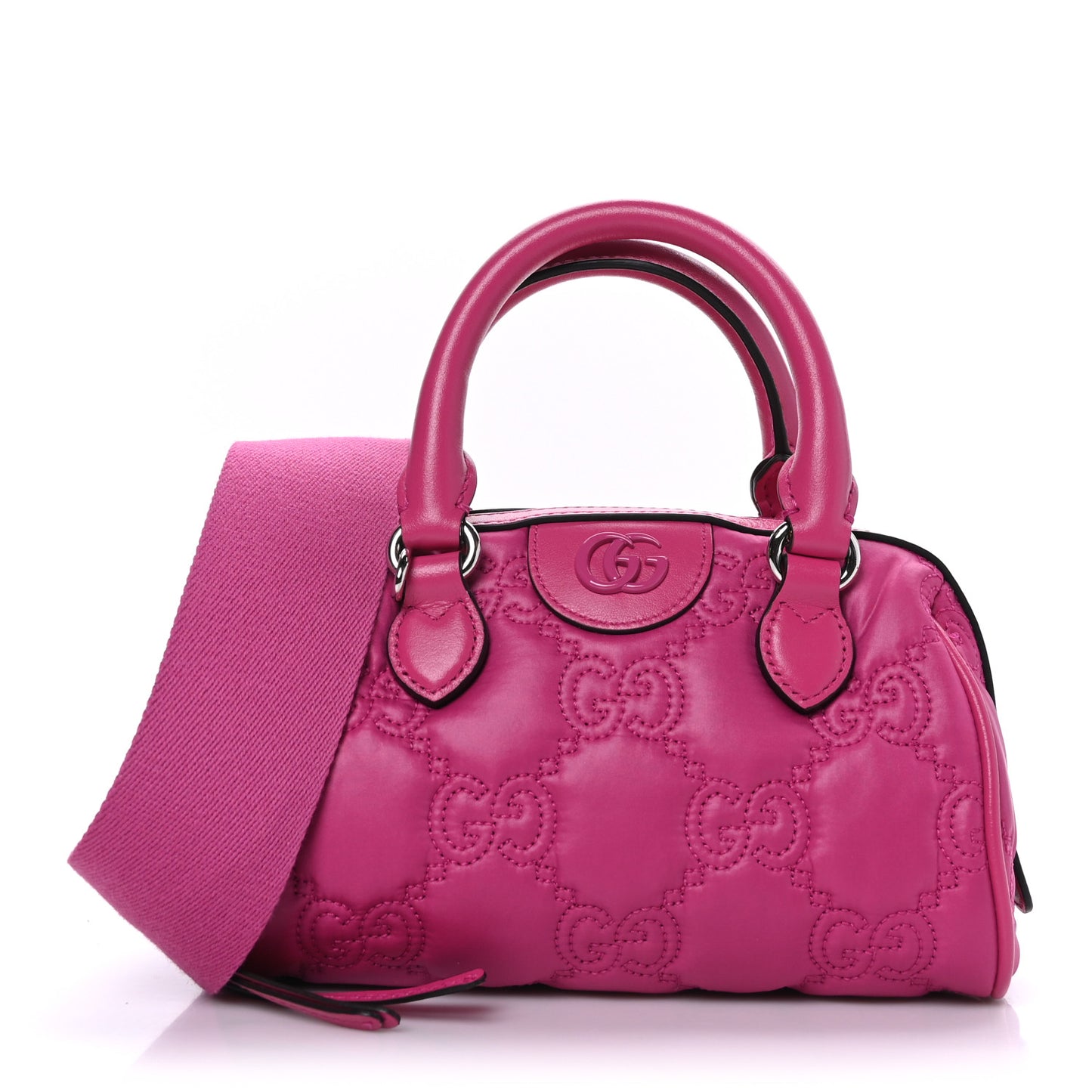 Nylon Calfskin Enamel GG Matelasse Mini Bowler Bag Lovely