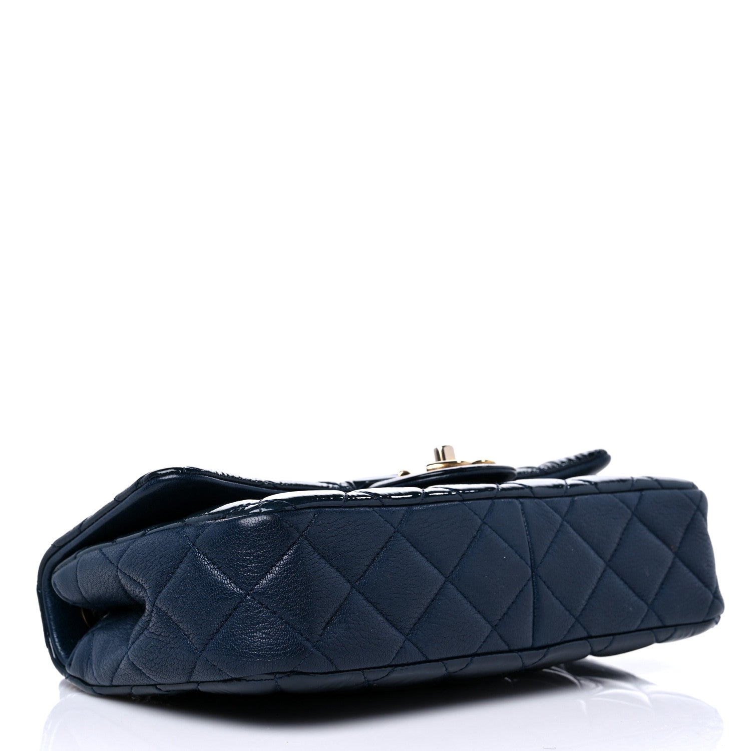 Chanel Patent Goatskin Quilted Medium CC Eyelet Flap Blue 4 of 11