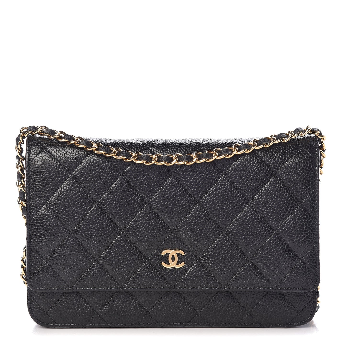 Caviar Quilted Wallet On Chain WOC Black