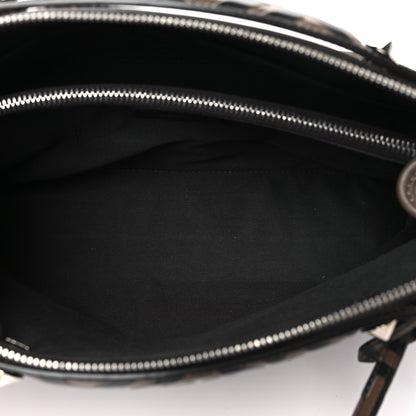 Fendi Vitello Dolce Bi-Color FF 1974 Embossed Medium By The Way Boston Bag Maya Black 6 of 11