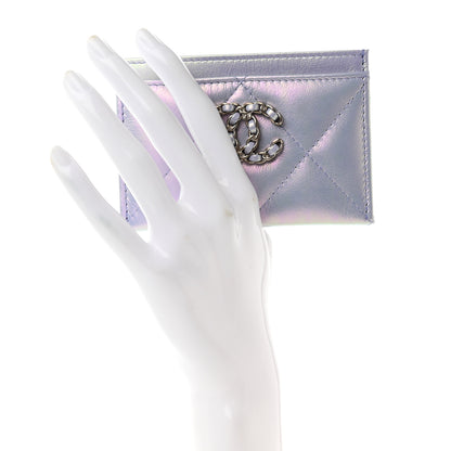 Chanel Iridescent Calfskin Quilted Chanel 19 Card Holder Light Purple 2 of 9