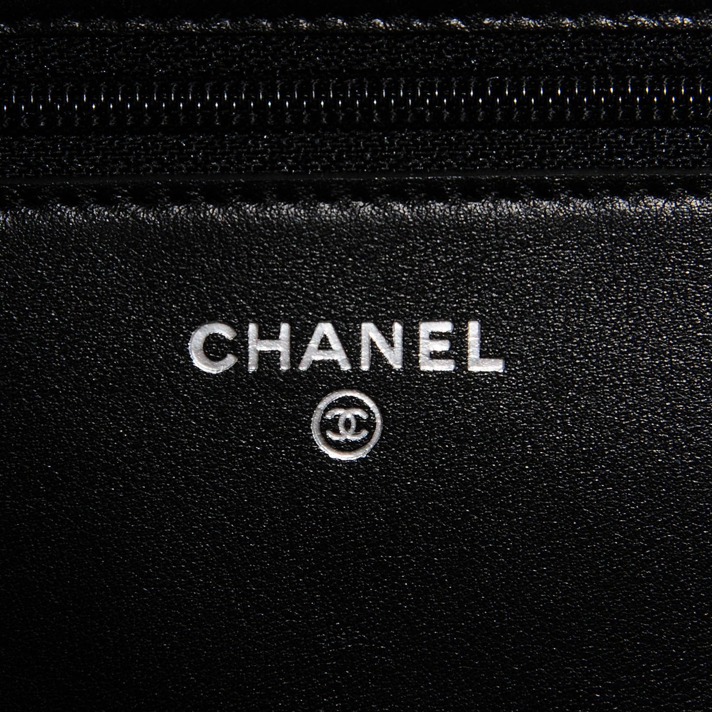 Striated Patent Quilted Wallet on Chain WOC Black