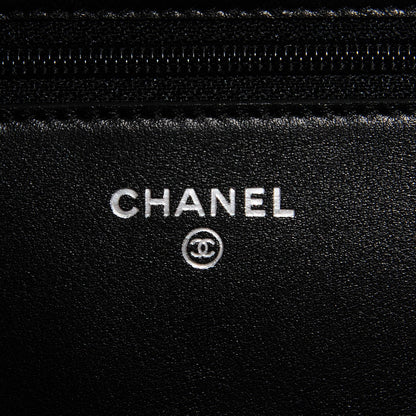 Chanel Striated Patent Quilted Wallet on Chain WOC Black 6 of 8