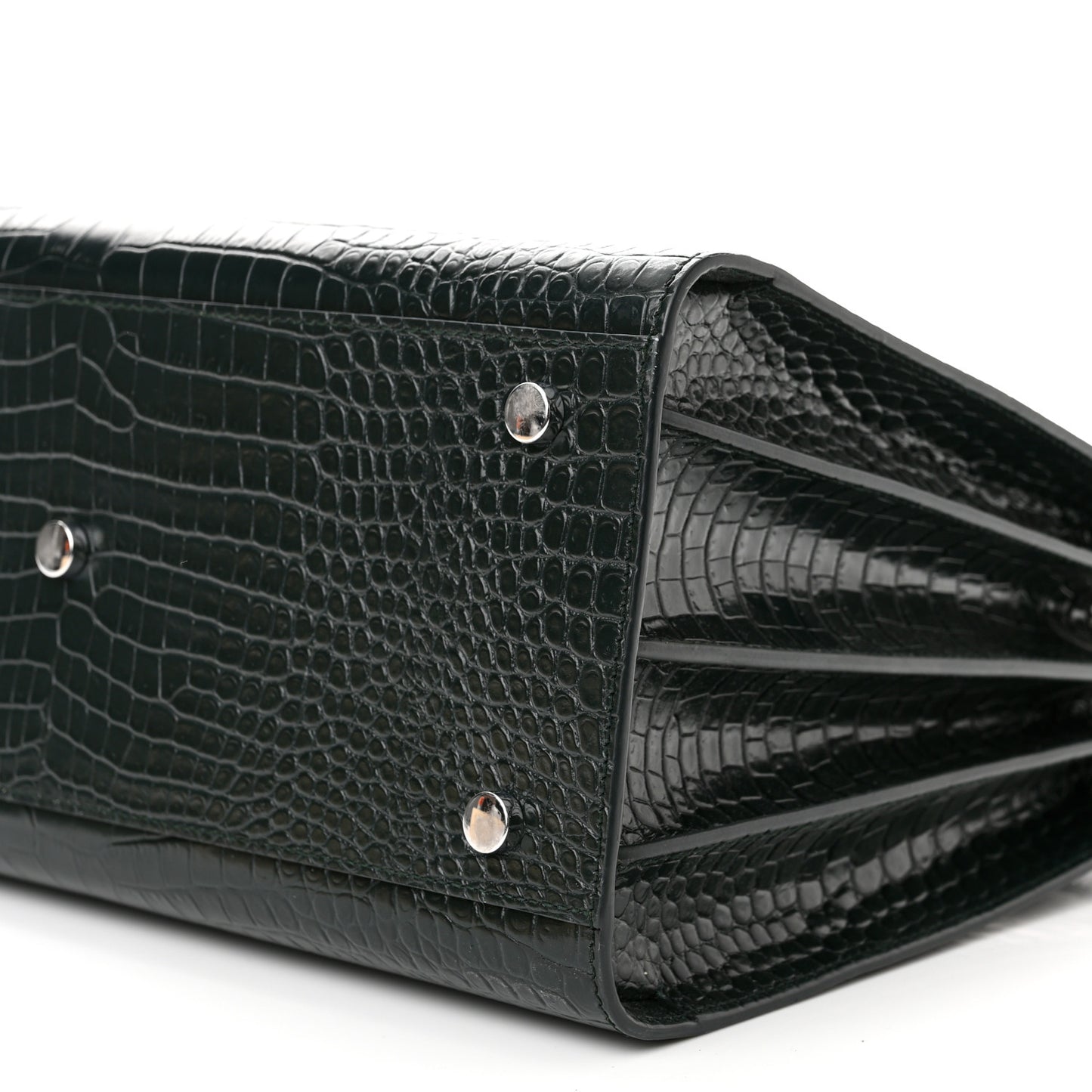 Calfskin Crocodile Embossed Small Sac De Jour Dusty Black