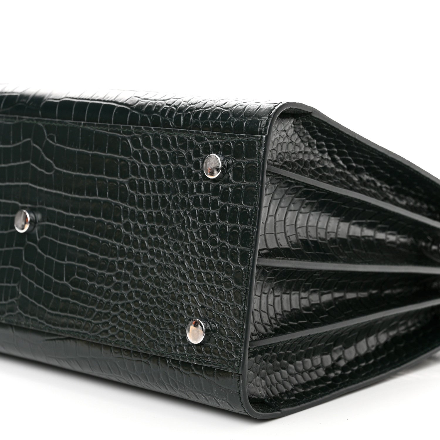 Saint Laurent Calfskin Crocodile Embossed Small Sac De Jour Dusty Black 9 of 9