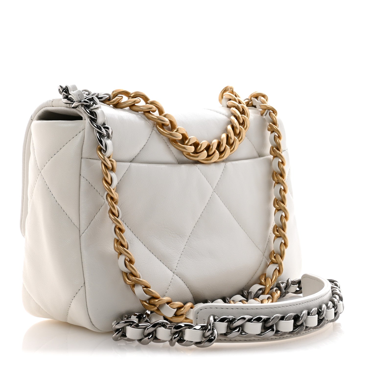 Chanel Goatskin Quilted Medium Chanel 19 Flap White 3 of 13