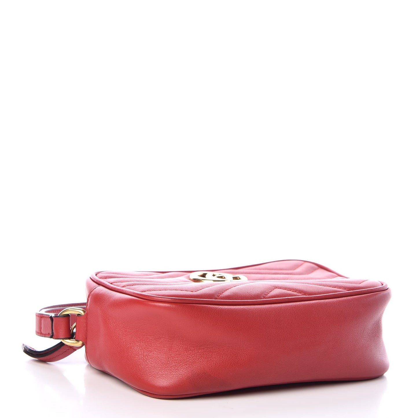 Calfskin Matelasse Mini GG Marmont Wrist Wallet Hibiscus Red
