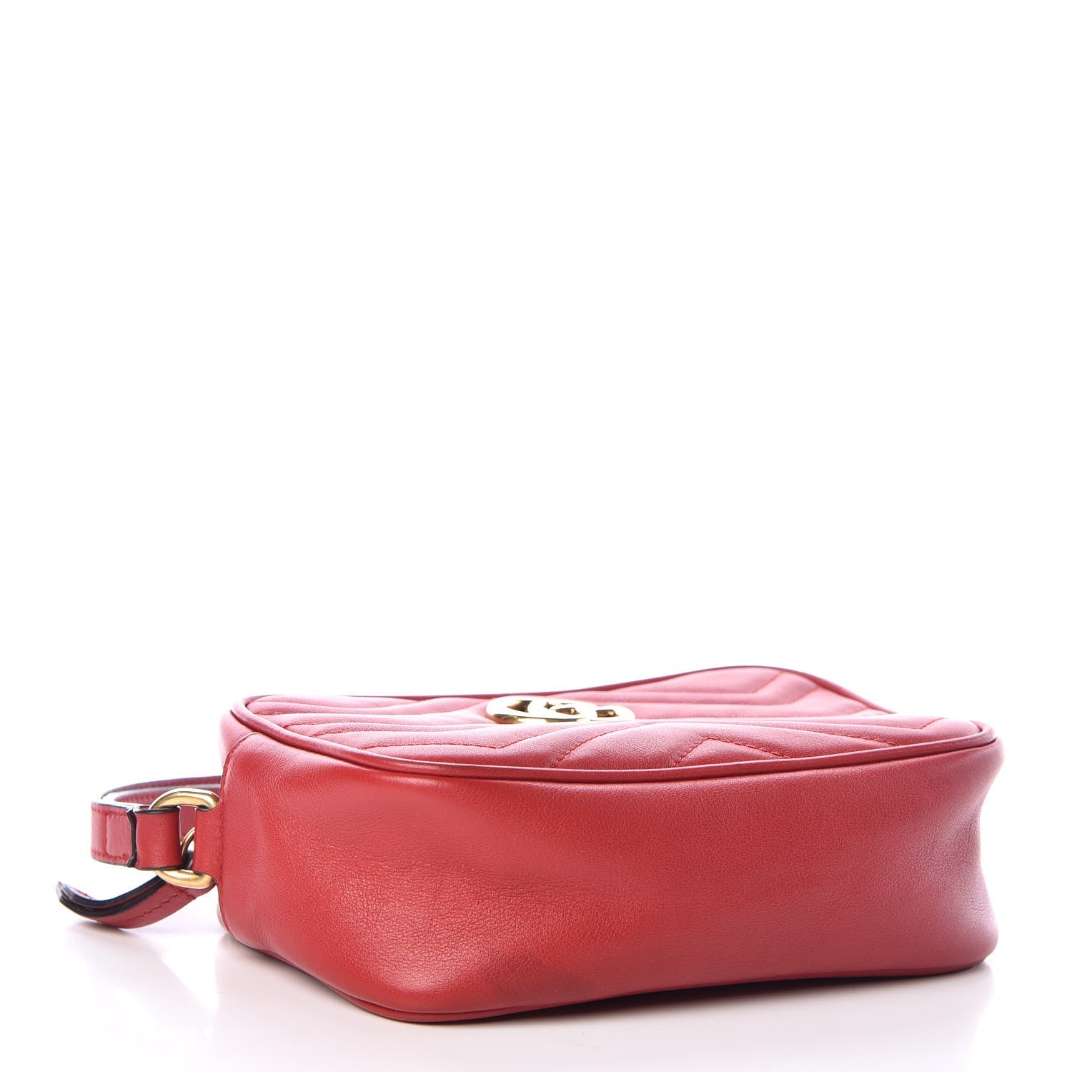 Gucci Calfskin Matelasse Mini GG Marmont Wrist Wallet Hibiscus Red 4 of 7