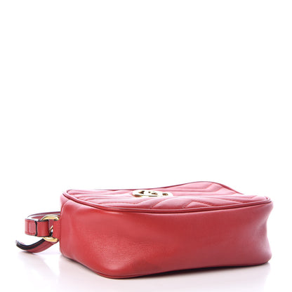 Gucci Calfskin Matelasse Mini GG Marmont Wrist Wallet Hibiscus Red 4 of 7