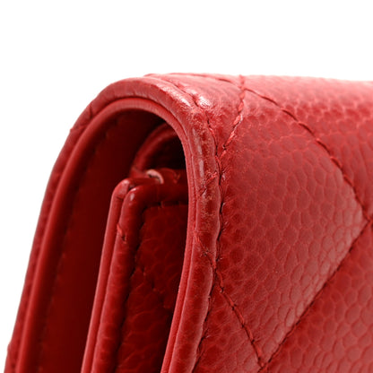 Chanel Caviar Quilted CC Zip Tri-Fold Wallet Red 11 of 11