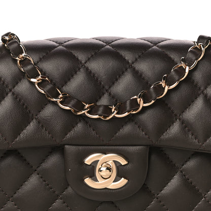 Chanel Lambskin Quilted Mini Rectangular Flap Dark Brown 8 of 12
