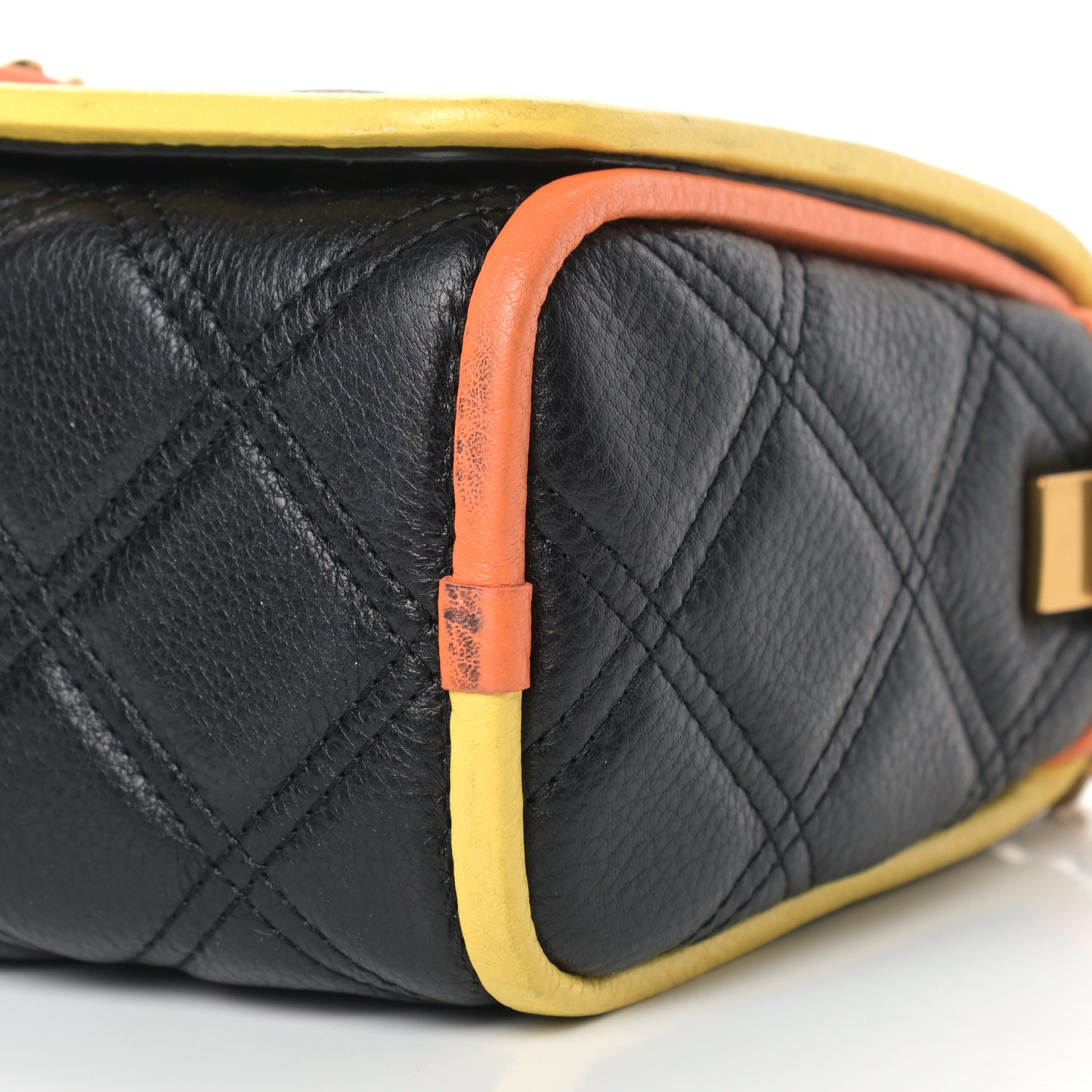 Grained Calfskin Quilted Double Stitched The Status Flap Crossbody Bag Black Multi