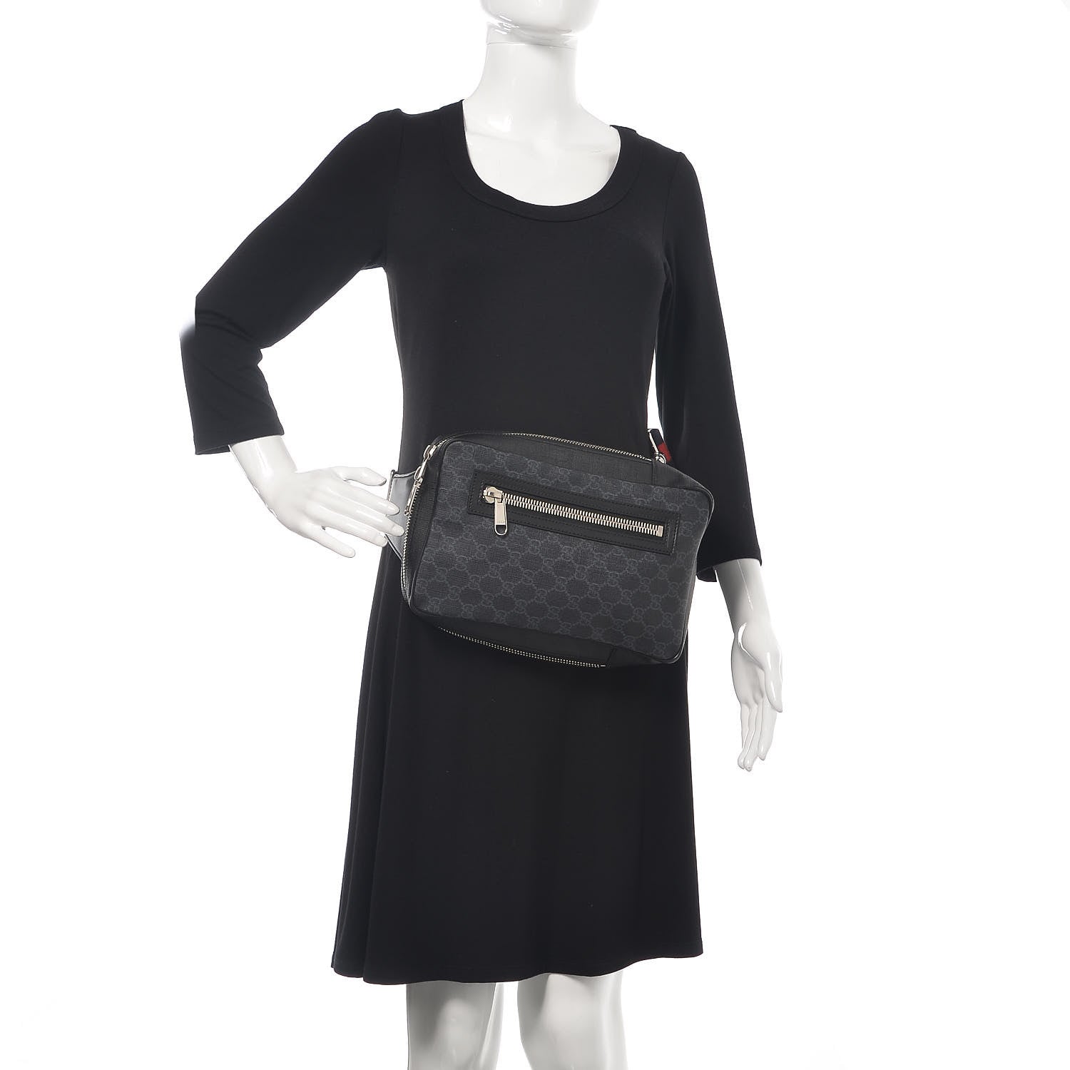 Gucci GG Supreme Monogram Web Belt Bag Black Grey 2 of 9