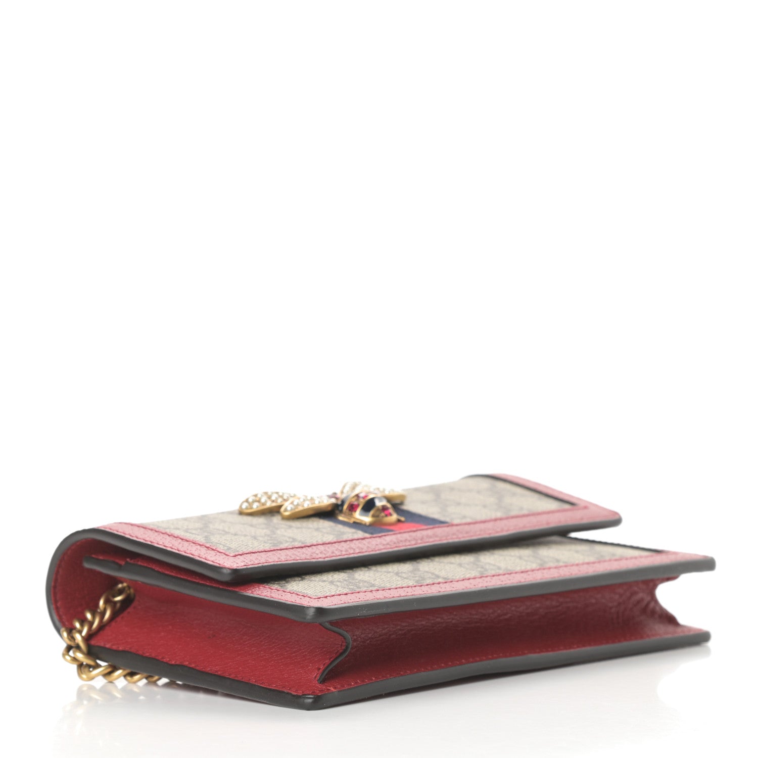 Gucci GG Supreme Monogram Web Queen Margaret Chain Wallet Red 4 of 10