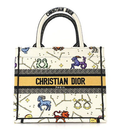 Christian Dior Canvas Embroidered Small Pixel Zodiac Book Tote Latte Multicolor 1 of 10