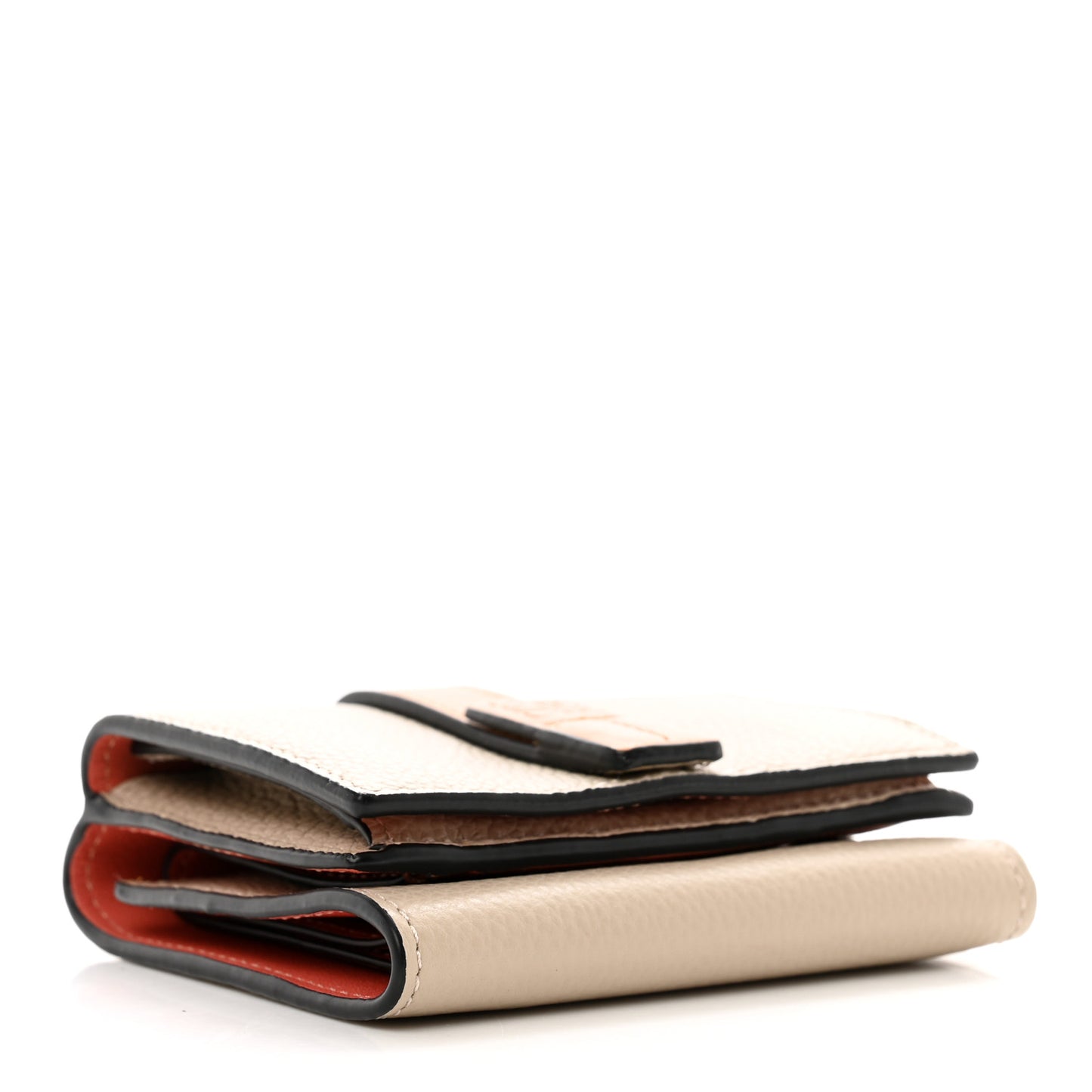 Grained Calfskin Anagram Embossed Trifold Wallet Light Oat Honey