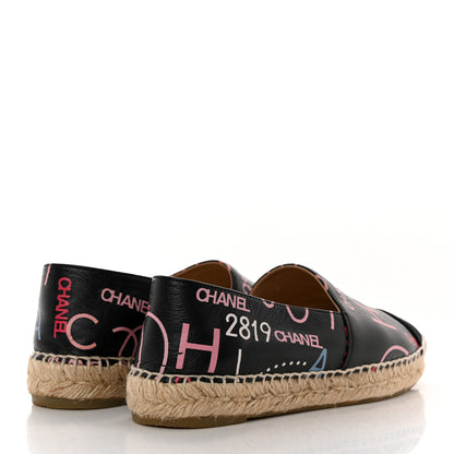 Chanel Lambskin Grosgrain Printed Espadrilles 38 Multicolor Black 4 of 13