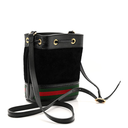 Gucci Suede Patent Web Mini Ophidia Bucket Bag Black 3 of 10
