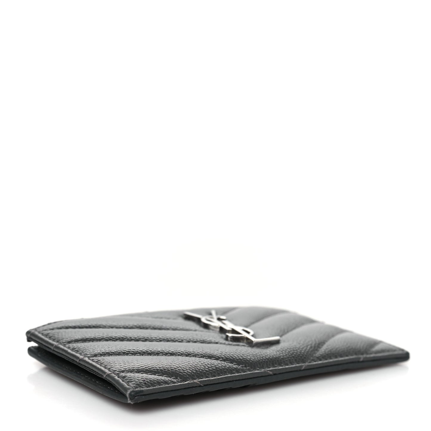 Grain De Poudre Matelasse Chevron Monogram Fragments Zippered Card Case Fog