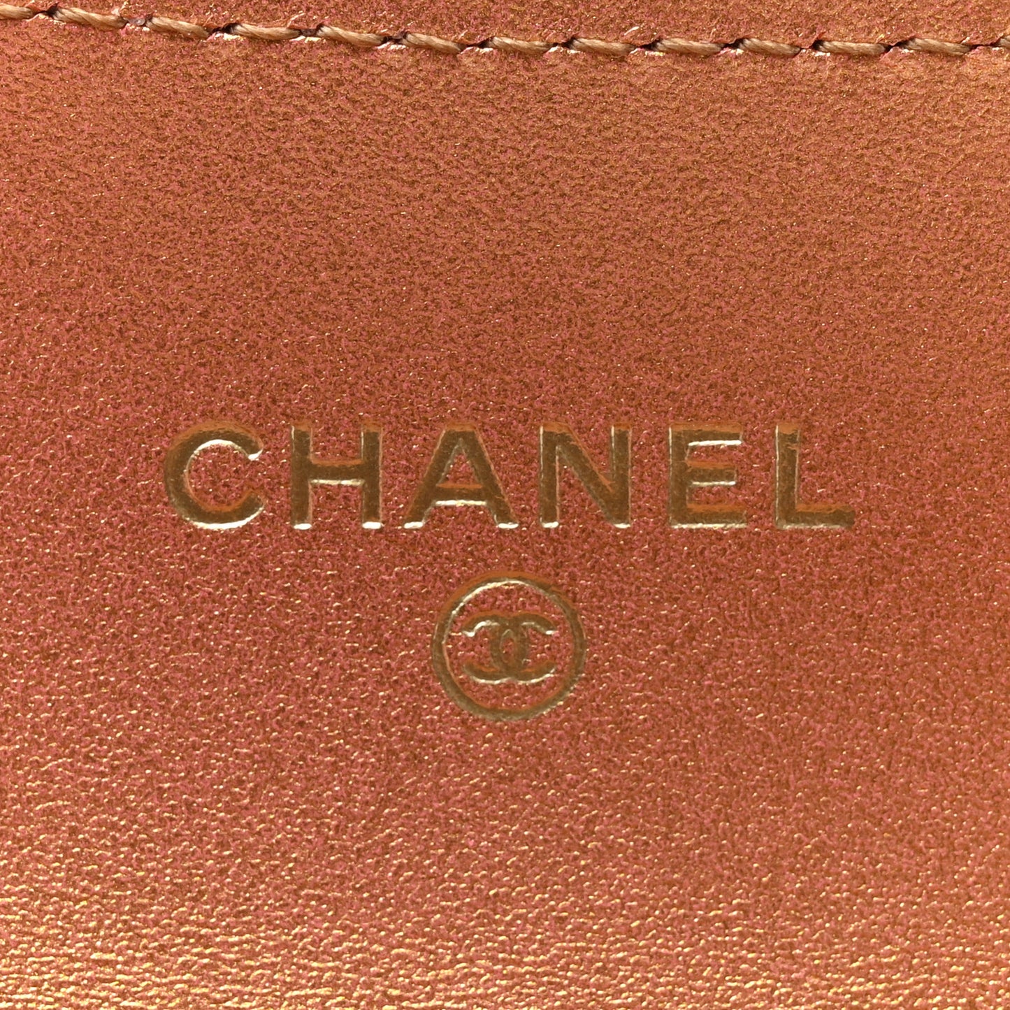 Metallic Lambskin Quilted Flap Card Holder Wallet Golden