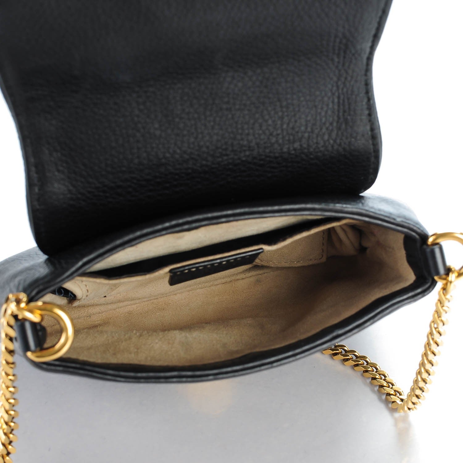 Gucci Pebbled Calfskin Small 1973 Chain Shoulder Bag Black 5 of 9
