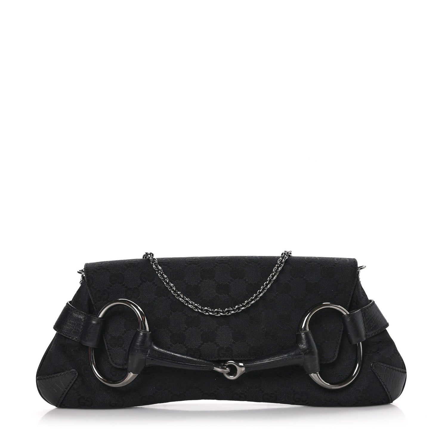 Monogram Horsebit Chain Clutch Black