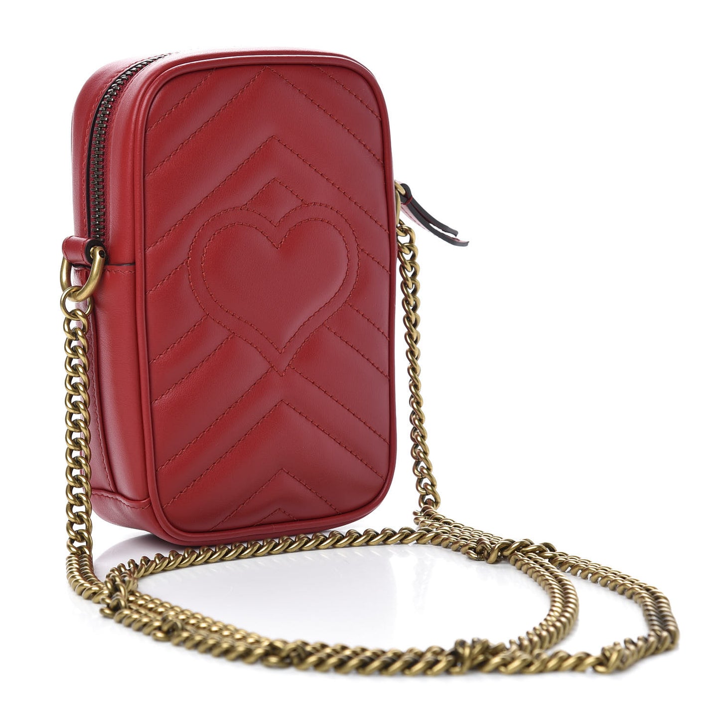 Calfskin Matelasse Mini GG Marmont Crossbody Bag Hibiscus Red