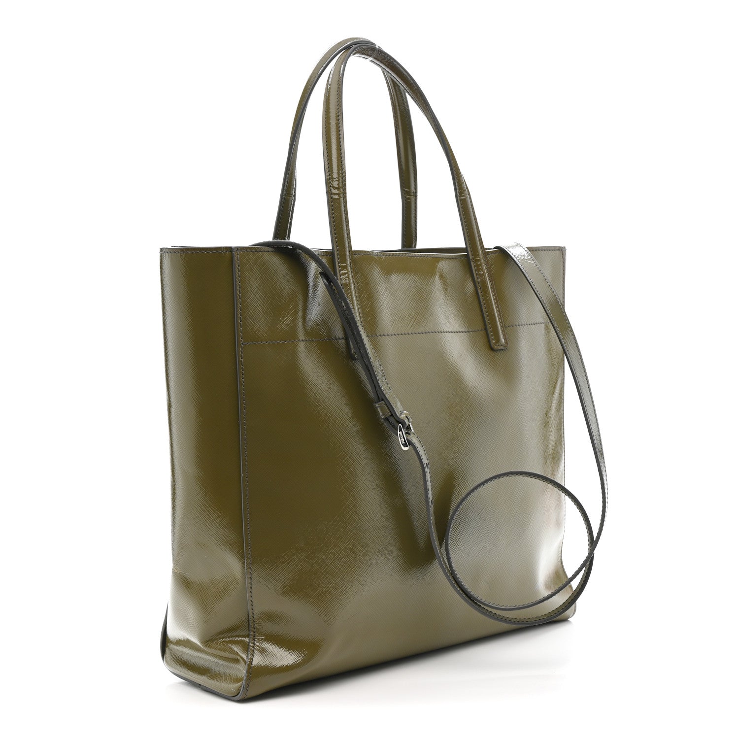 Prada Saffiano Vernice Shopping Tote Militare 3 of 21