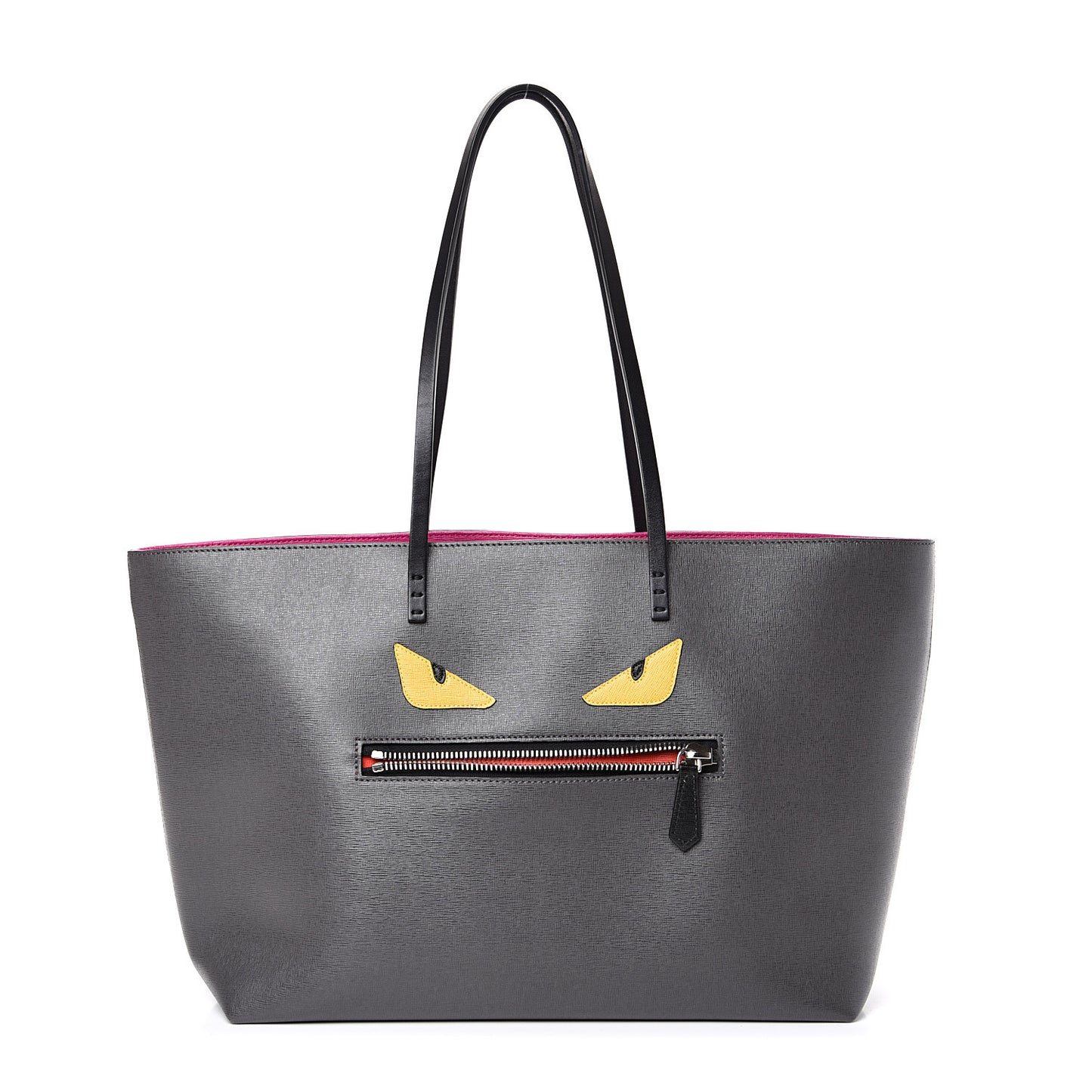 Vitello Elite Cuoio Monster Buggies Medium Roll Tote Carbone Black Multicolor Magenta