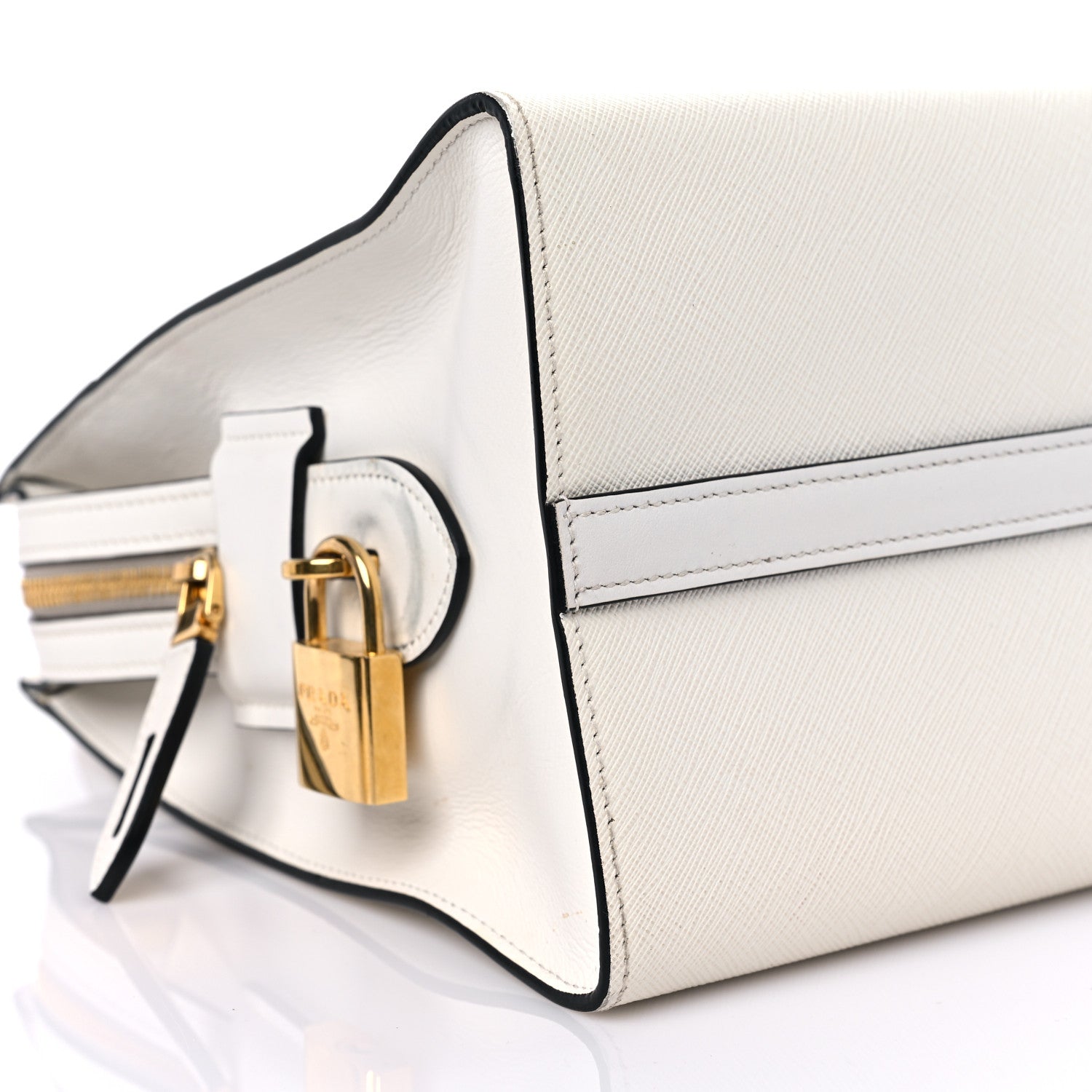 Prada Saffiano City Calfskin Bibliothèque Top Handle White 7 of 10