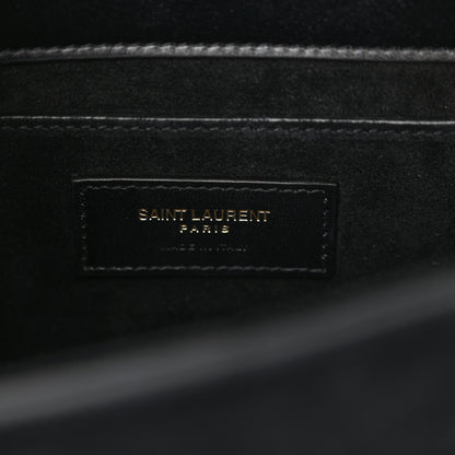 Saint Laurent Suede Leopard Print Mini Classic Monogram Cassandra Top Handle Manto Naturale Black 6 of 11