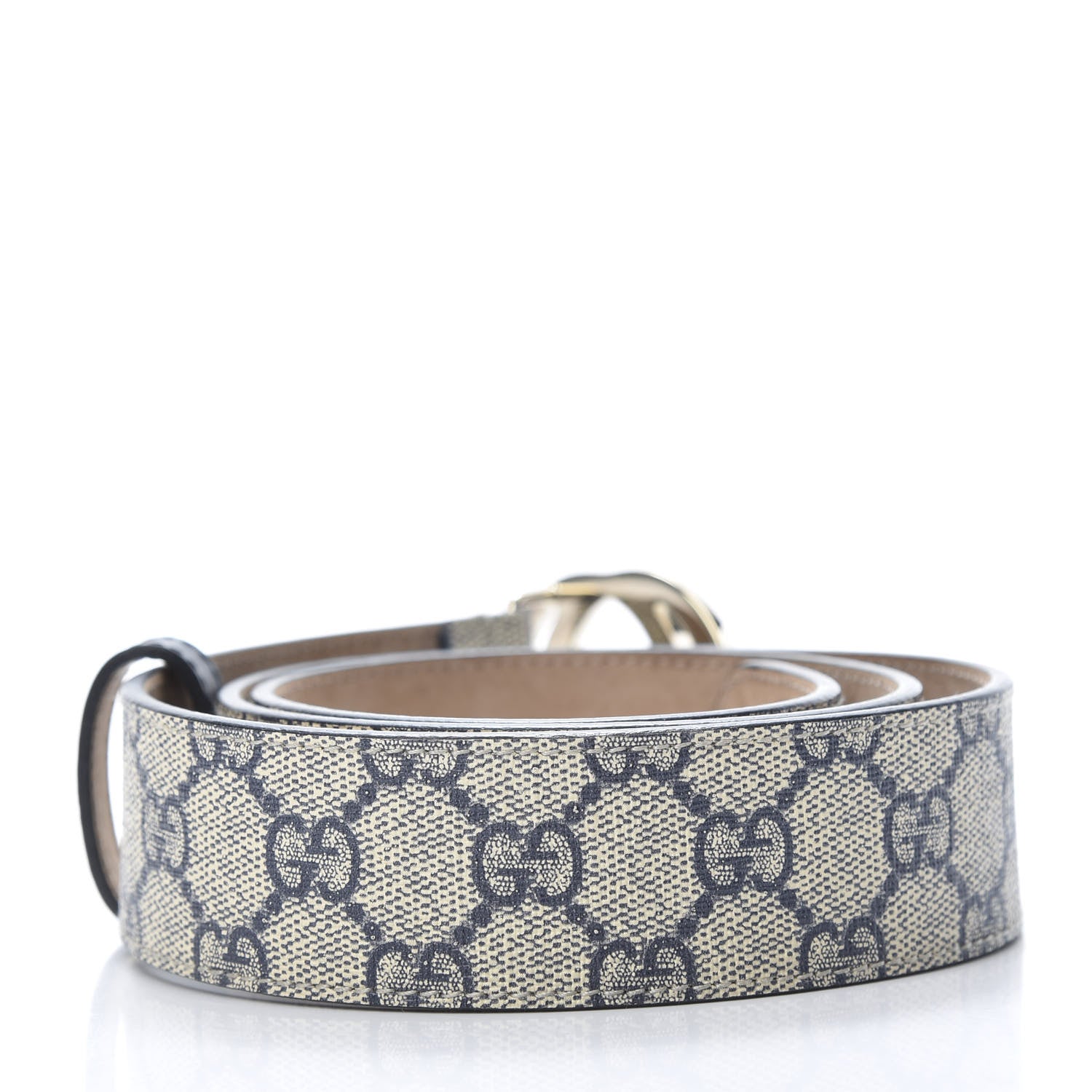 Gucci GG Supreme Monogram Interlocking G 37mm Belt 85 34 Beige Blue 2 of 8