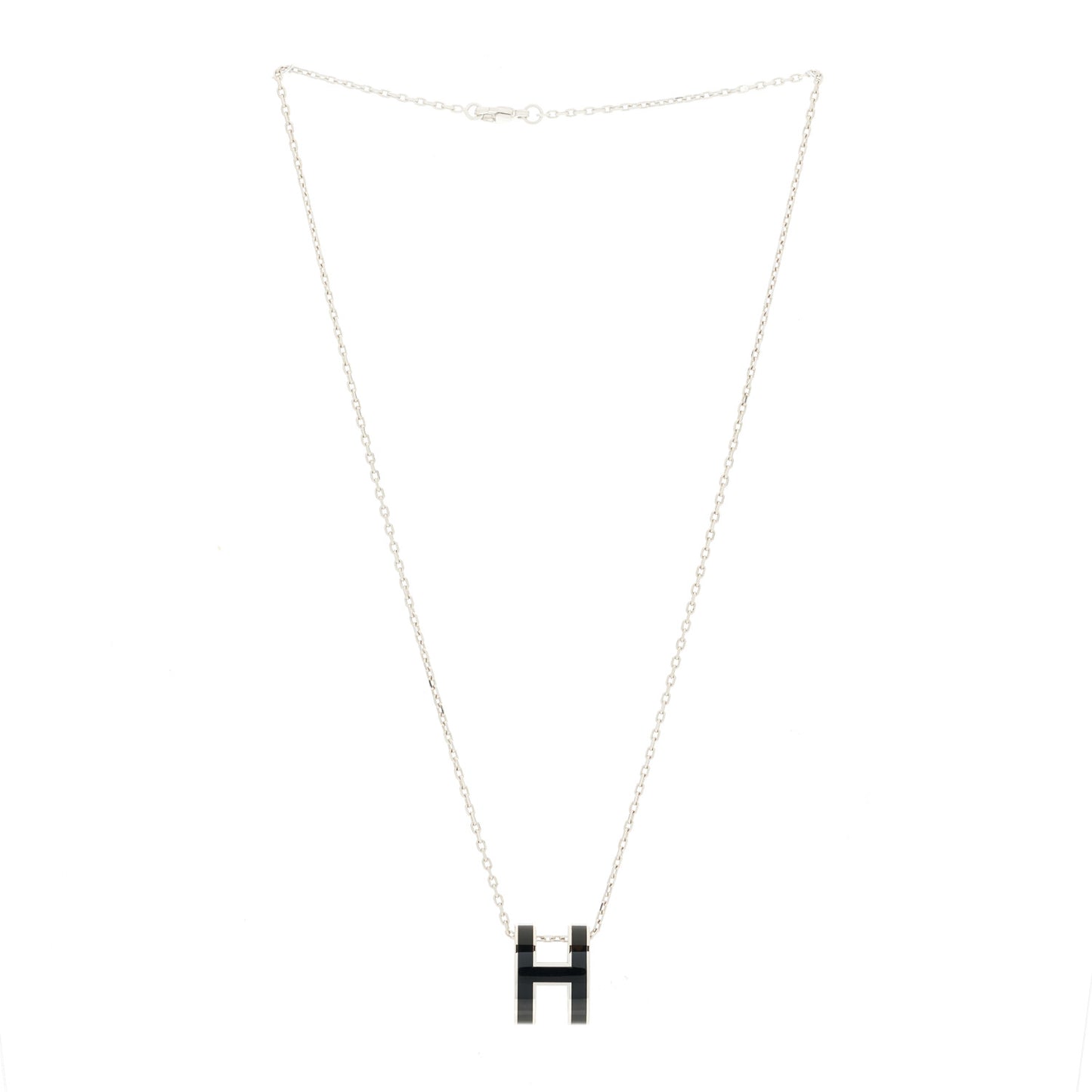 Lacquered Palladium Pop H Pendant Necklace Black