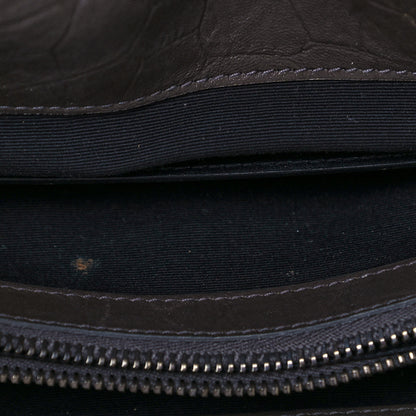 Saint Laurent Calfskin Crocodile Embossed Medium West Hollywood Monogram Fold-Over Grey 16 of 17