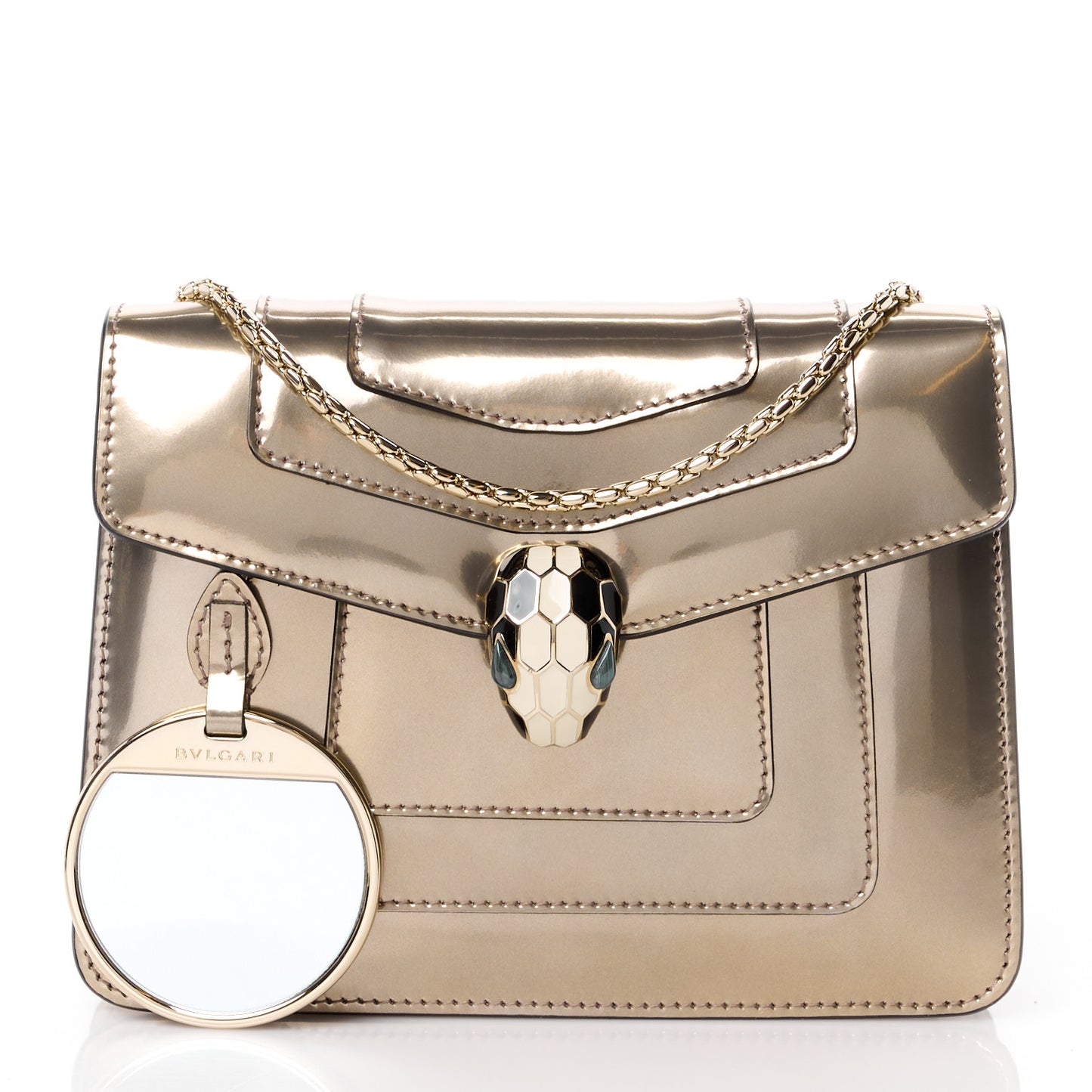 Metallic Calfskin Small Serpenti Forever Snake Strap Crossbody Bag Bronze