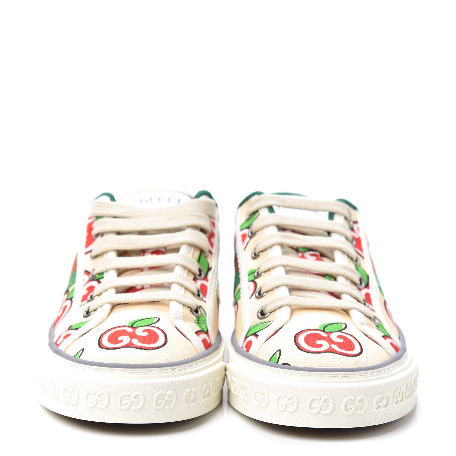 Gucci Canvas Web GG Apple Womens 1977 Tennis Sneakers 37 Ivory Red Mystic White New Shamarock 2 of 7