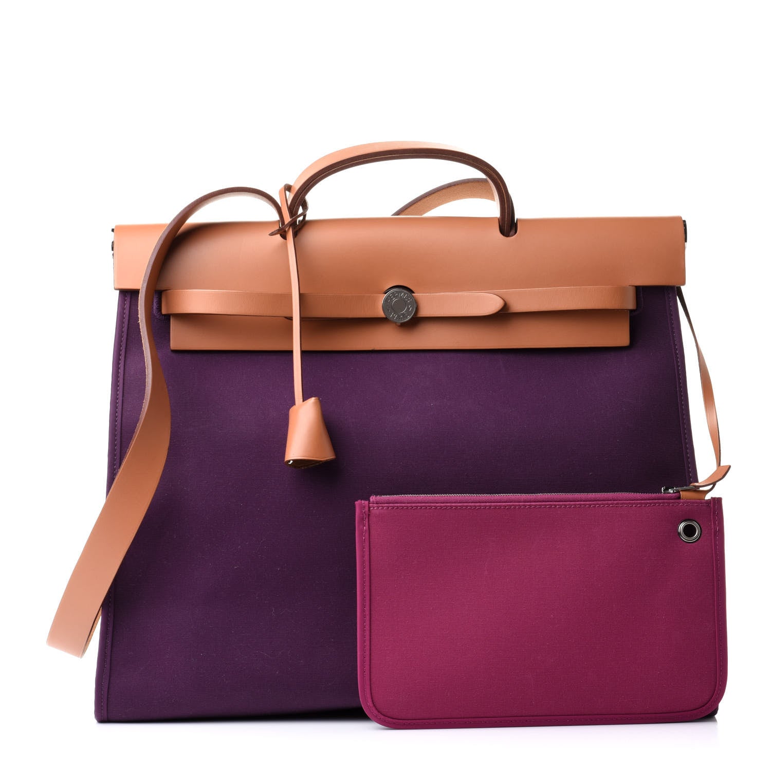 Hermes Toile Vache Hunter Herbag Zip 39 MM Cassis Fauve 1 of 11