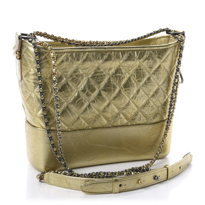 Chanel Metallic Aged Calfskin Quilted Medium Gabrielle Gold 3 of 10