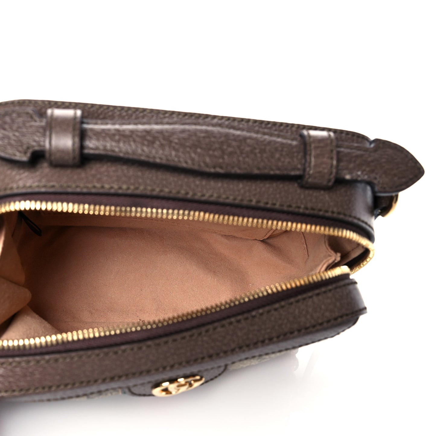 GG Supreme Monogram Mini Ophidia Top Handle Shoulder Bag Brown