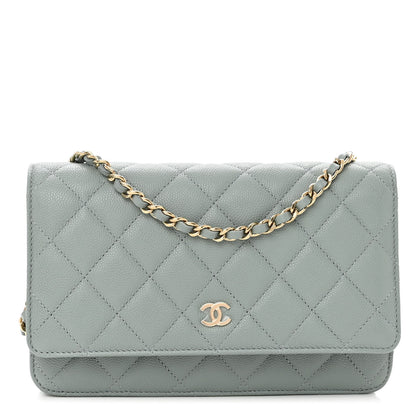 Chanel Caviar Quilted Wallet On Chain WOC Light Gray 1 of 11
