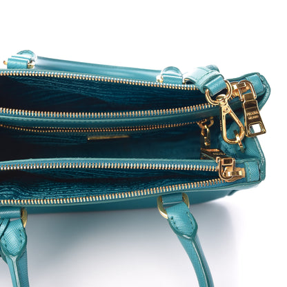 Prada Saffiano Mini Galleria Double Zip Tote Turchese 5 of 9