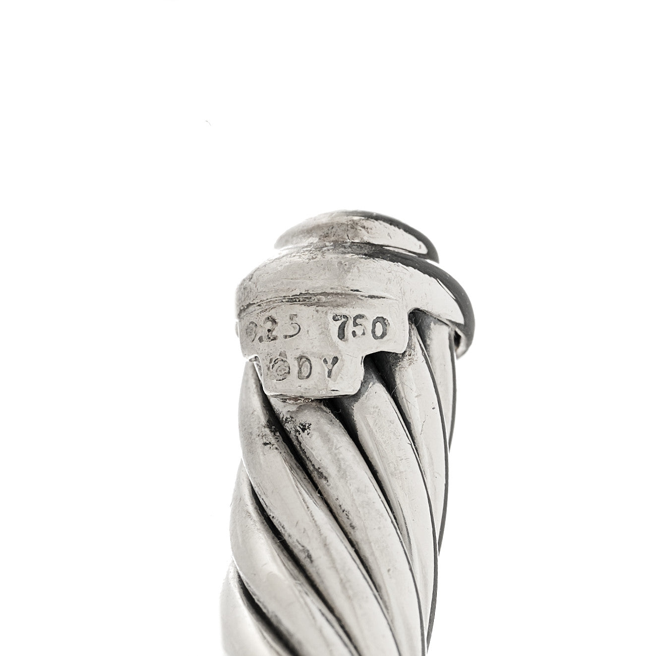David Yurman Sterling Silver 18K Yellow Gold Diamond 7mm Cable Classics Station Bracelet 3 of 3