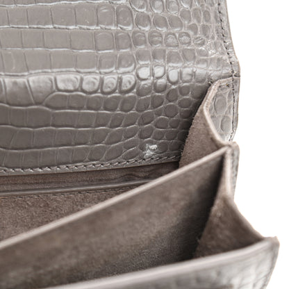 Saint Laurent Calfskin Crocodile Embossed Medium Monogram Sunset Fog 12 of 13